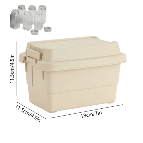 Outdoor Mini Storage Box Set 6-Piece Beige Black Green 2