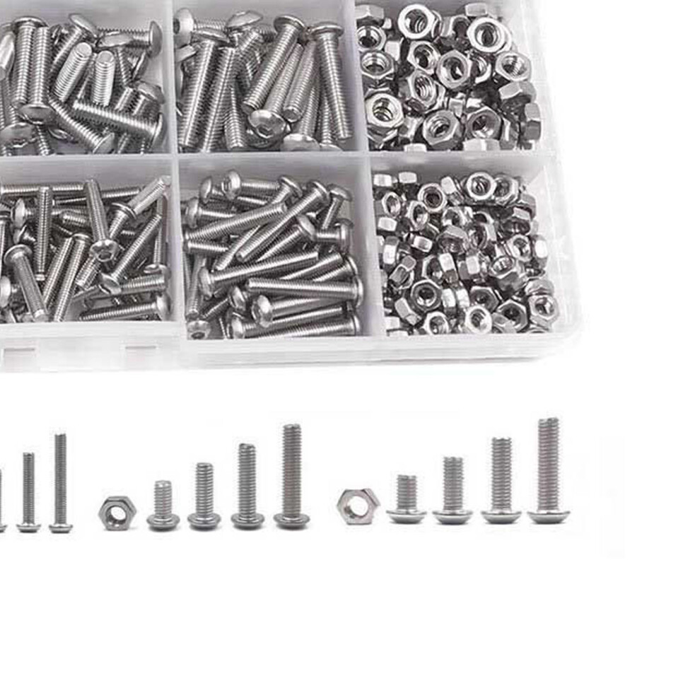 500Pcs Stainless Steel Pan Head Hex Screws M3-M5 Assortment Kit 7901387640830