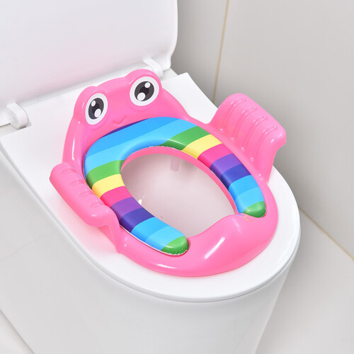 (Pink) Kids Toilet Training Seat with Backrest