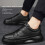 2-Strap Hook & Loop Men Black PU Leather Shoes 40 4