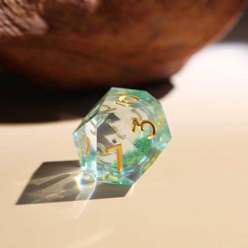 (Green quicksand) 7-Piece Liquid Core D&D Dice Set for RPG Gaming 1