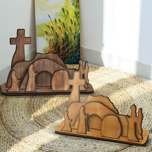 Empty Tomb Easter Scene Set Wooden Resurrection Display 2