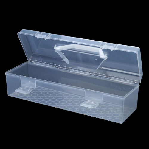 Storage Bin for Small Tools and More Clear Plastic Container with Handle for Transport, Microwave and Dishwasher Safe 2