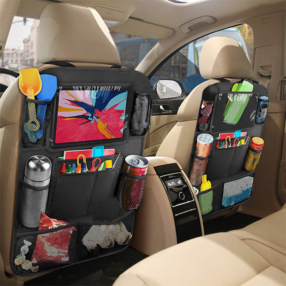 2Pcs Oxford Cloth Car Backseat Organizer 41X61cm Large Capacity Black 4611387641333