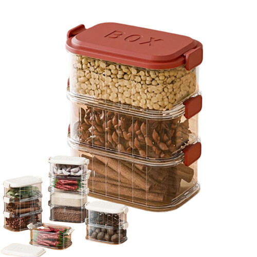 Stackable Spice Storage Box, Multi-Layer Sealed Organizer for Spices, Cereal & Condiments – Compatible with Standard Kitchen Racks