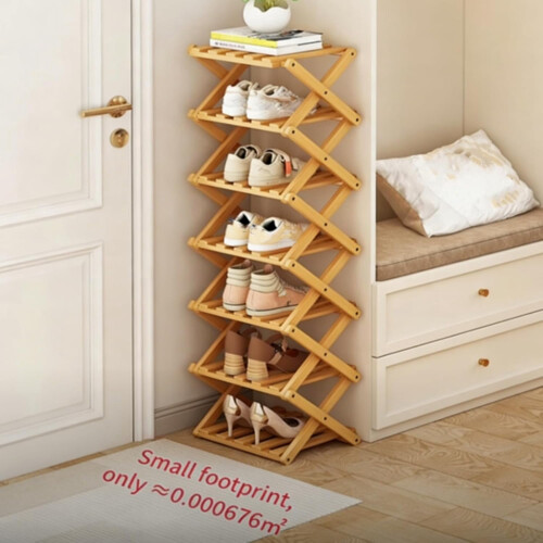Étagère à chaussures en bambou pliable à 9 niveaux, sans assemblage 1