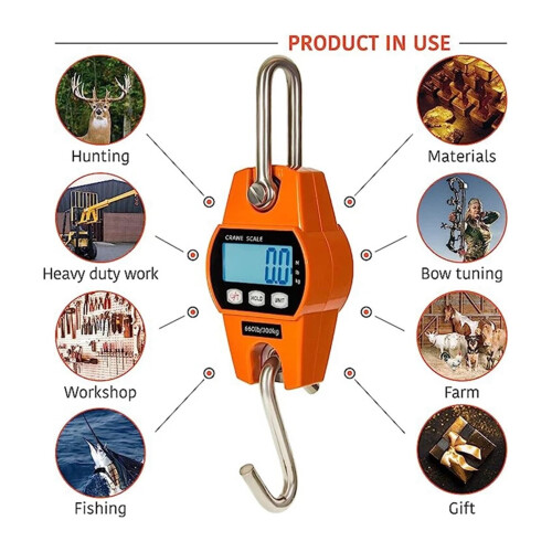 Digital Hanging Scale 300 kg Waterproof Portable LCD Display 1