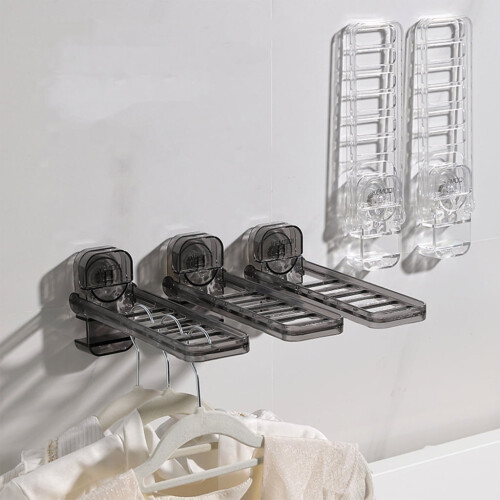 Foldable Clothes Airer with Suction Cup Easy Install Foldable Laundry Hanger Retractable Clothes Drying Rack for Homes 1
