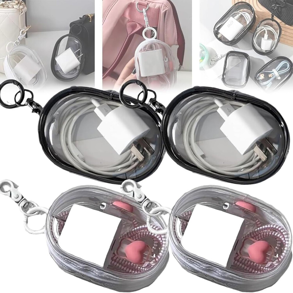Transparent Charger Organizer Bag With Cable Hooks Â Space-Saving Travel Storage For Wires, Chargers, Phones & Headphones 9159796057291