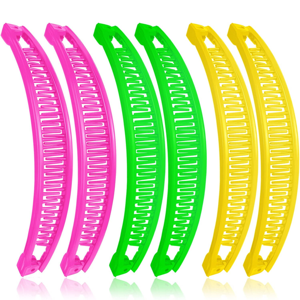 Unisex 6 Pcs Banana Clip Clincher Combs Fishtail Shape Ponytail Banana Clips For Women With Long Hair - Lady Hair Accessory Clamp