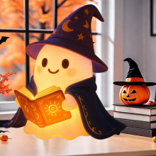 Cute Light-Up Ghost Lamp for Halloween, Warm Night Light Decor – 7.8" Indoor Figurine, Compatible with Home & Party Use