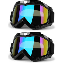 ATV/Motorcycle Goggles 2-Pack, Windproof UV400 Anti-Fog Dustproof, Compatible with MX Helmets, for Adult/Youth/Kids, Color Lenses