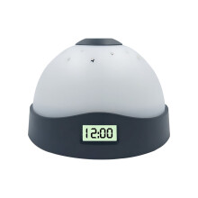 Electronic Alarm Clock with Colorful Night Light & Star-Moon Projection, Semi-Circle Design, for Bedroom/Kids Room, Black