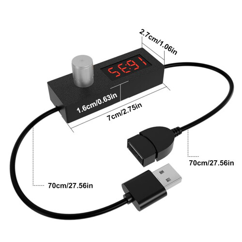 Καλώδιο εναλλαγής χρονοδιακόπτη USB, ρυθμιζόμενο καλώδιο απενεργοποίησης, 27,56 1