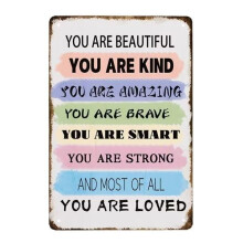 Inspirational "You Are Loved, You Are Beautiful" Decor Sign, 8x12", Encouragement Gift for Teen Girls & Women – Compatible with Home/Office