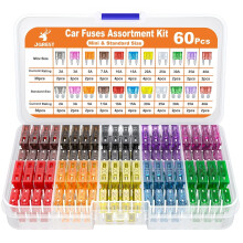 60Pcs Car Fuse Assortment Kit (2A–40A) – 30 Mini Blade + 30 Standard Fuses + Fuse Puller, compatible with Car/RV/Truck/Motorcycle