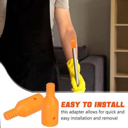 2 Pcs Broom Handle Threaded End Pole Adapter for Mop Orange 2