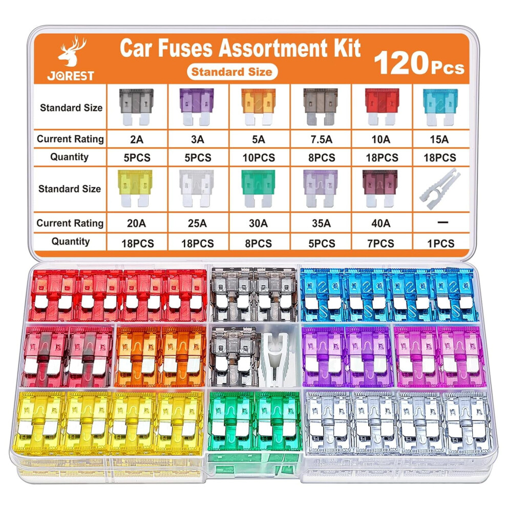 120Pcs Car Fuse Kit (Atc/Ato) Â 2Aâ40A Blade Fuses + Fuse Puller, Compatible With Rv, Motorcycle & Vehicles 9159796059561