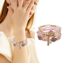 Boho Bracelets for Women Multi-Color Layered Stackable Natural Beaded Bracelets Adjustable