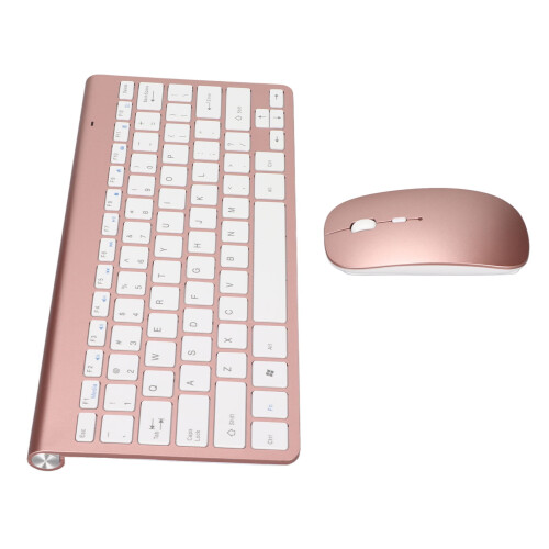 Wireless Keyboard, Comfortable Ergonomics Keyboard Mouse Set For Home Rose Gold