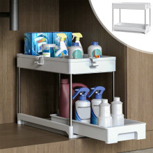 Small Metal Storage Basket with Wood Base – Compatible with Kitchen, Bathroom, Pantry & Laundry Room