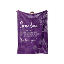 Cozy Flannel Throw Blanket for Grandma, 50"x60" Ultra Soft Gift for Grandmother, Birthday Gift from Grandkids, Purple Winter Blanket for Sofa & Bed