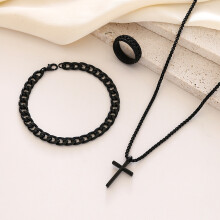 (Black) Women\'s Cross Jewelry Set - Hypoallergenic Gift