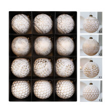 12pcs Vintage Christmas Ball Ornaments, 3.14" Distressed Metal Baubles, Rustic Farmhouse Tree Decor
