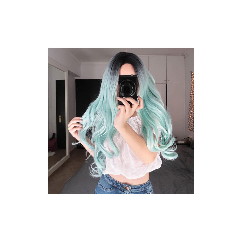 Dachuang Beauty Unisex Green (Ombre ) Ombre Curly Wig 70Cm - Women\'S Synthetic Cosplay Hair