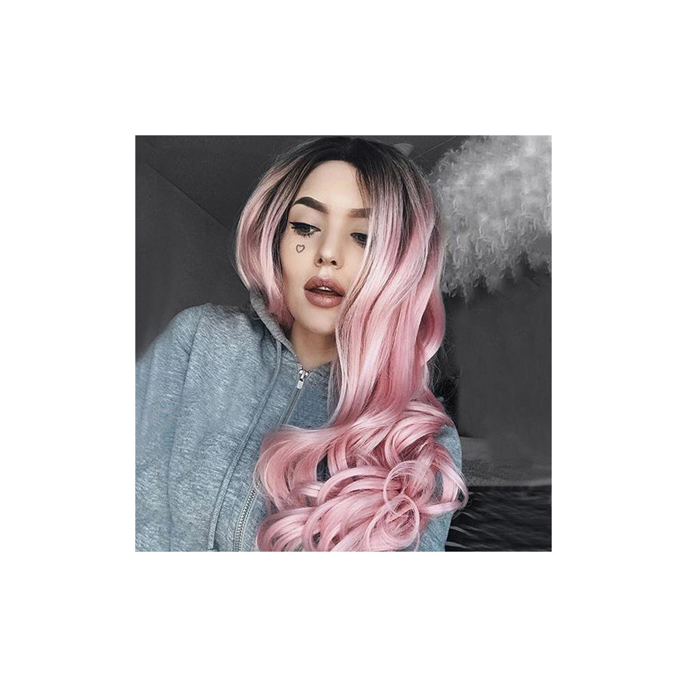 Dachuang Beauty Unisex Pink (Ombre ) Ombre Curly Wig 70Cm - Women\'S Synthetic Cosplay Hair
