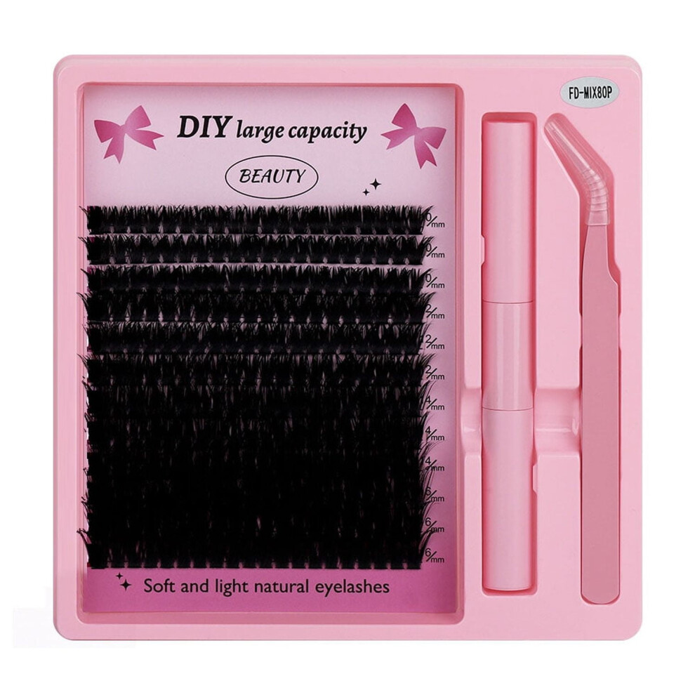 Eyelash Extension Kit Cluster Eyelashes Extensions with Glue Tweezer 10mm-16mm