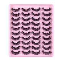 Natural Cat Eye Wispy False Lashes 13/14/15mm, 3D Volume Strip Lashes, Soft Band, 20 Pairs