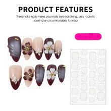 (Almond, M) 3D Press On Nails, 10pcs, Medium Long, Party & Wedding