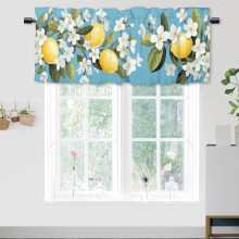 Yellow Lemon Curtain Valance for Kitchen Cute Fruit Flowers Floral Rod Pocket Valances for Bedroom Living Room Dining Room 54 by 18 in, 1 Panel