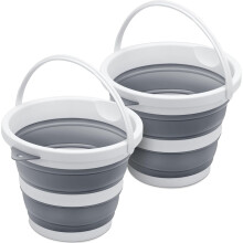 Small Collapsible Bucket 1.3 Gal/5L, BPA-Free, Portable & Foldable for Camping, Car Wash, Fishing – Grey, Single Pack