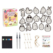 Magicpuffy DIY Foaming Texture Painting Toy, Stress Relief Craft Kit with 15 Sponges, 12 Pens, 2 Water Pens, 6 Keychains – Compatible with
