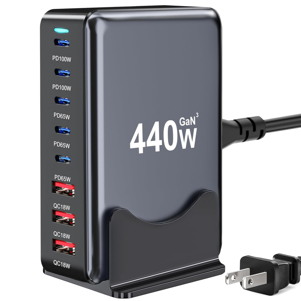 800W Usb-C Gan Fast Charger, 10-Port Charging Station With Dual 140W Pd/Pps, Compatible With Hp, Dell, Macbook Pro, Iphone 16, Galaxy S24 9009879541233