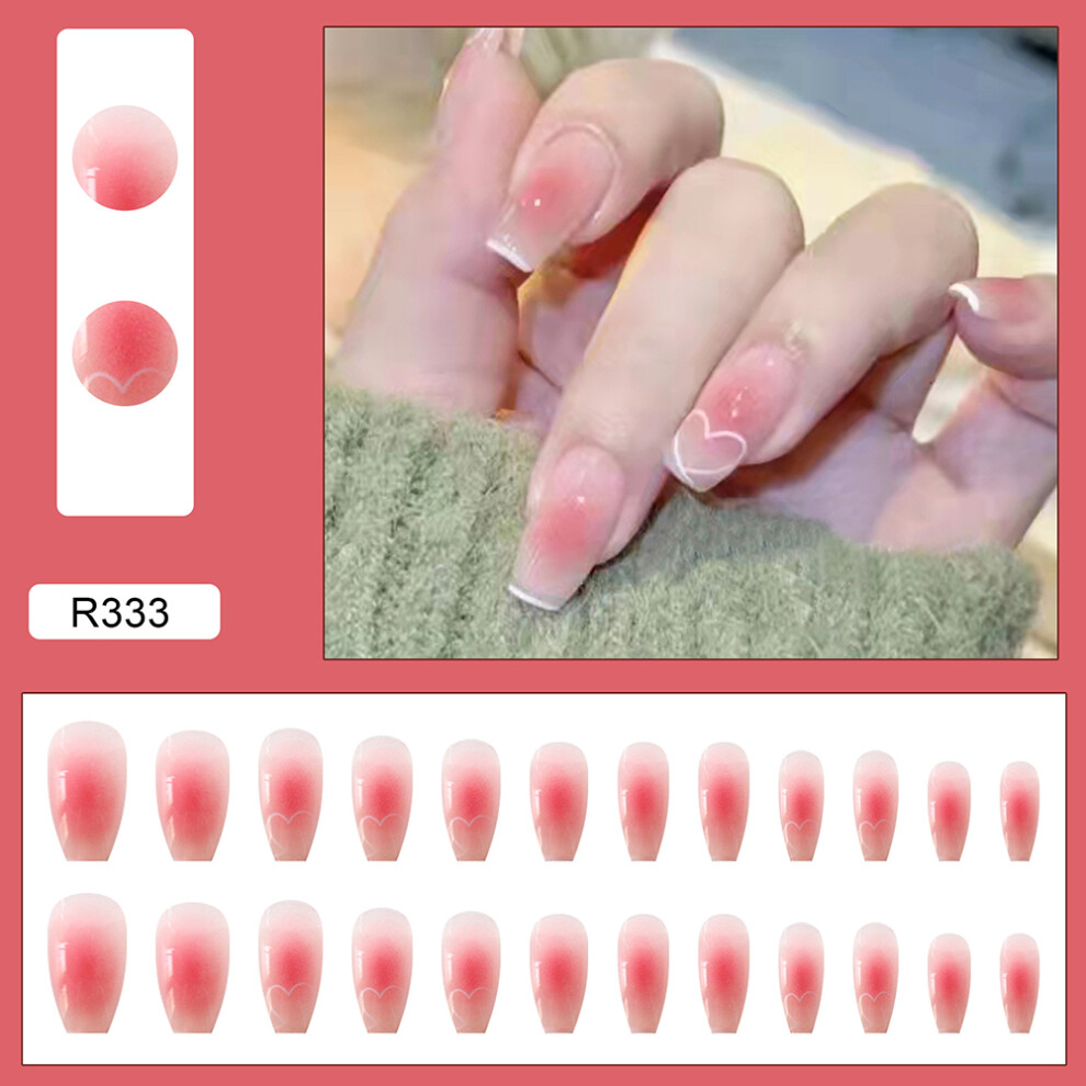 Dachuang Beauty (Standard) Heart Blush Fake Nails - Long Lasting & Flexible