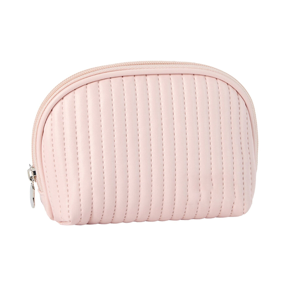 Pink Leather Mini Makeup Bag, Waterproof Travel Cosmetic Pouch For Women Â 5.51"X2.75"X4.53", Compatible With Purse