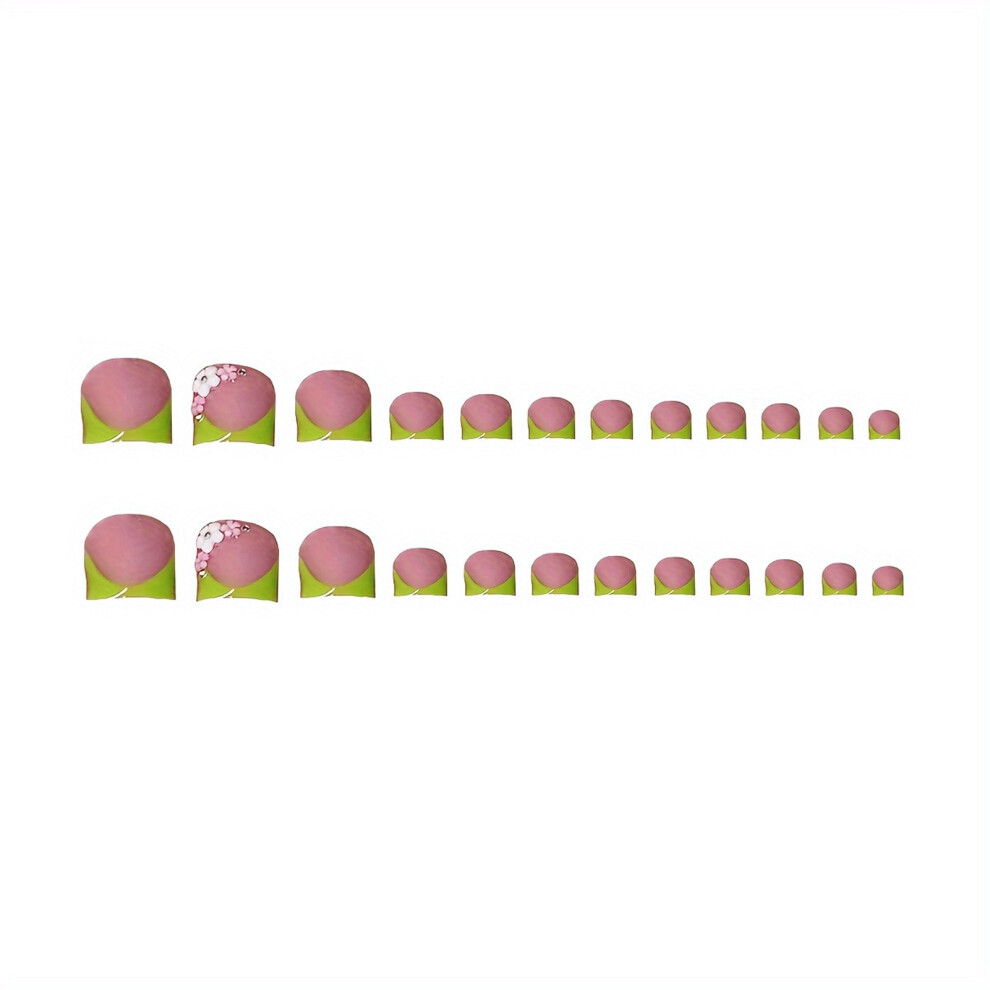 Dachuang Beauty Pink,Green 48Pcs Pink Fake Nails With Green Tip For Women