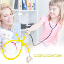 (Yellow) Kids Toy Stethoscope, 4.5cm Metal Tip for Role Play