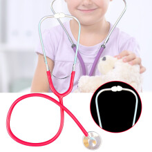 (red) Kids Toy Stethoscope, 4.5cm Metal Tip for Role Play