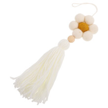 White Wool Tassel Wall Hanging Decor Handmade Nordic Style for Bedroom