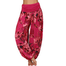 Women's Hippie High-Waist Wide-Leg Pants Red XXXL