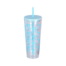 Bow-tie Straw Cup – Leak-Proof, BPA-Free Tritan, Real-Time Transparent, Portable Car Cup for Kids & Adults, Light Blue