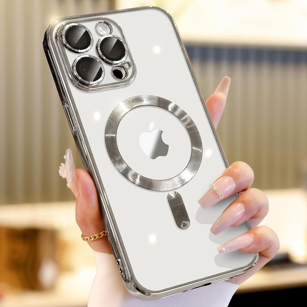 Magnetic Case For Iphone 15 Pro Â Slim, Magsafe-Compatible, Non-Yellowing, Silver 9097180901600