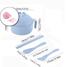Microwave Ramen Bowl Set with Lid, Handle, Spoon, Chopsticks & Fork – Compatible with Home & Office