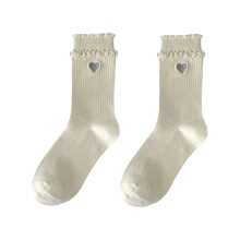 (White) Floral Crew Socks for Women - Warm & Comfortable