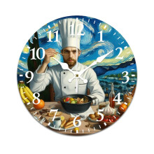 Handmade Chef Wall Clock – Vintage Mute, Battery-Powered, Compatible with Home/Kitchen/Office Decor