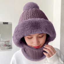 Women's Windproof Knitted Ski Cap & Scarf Set, Fleece-Lined Warm Winter Hat Scarf Set Compatible with Outdoor Activities